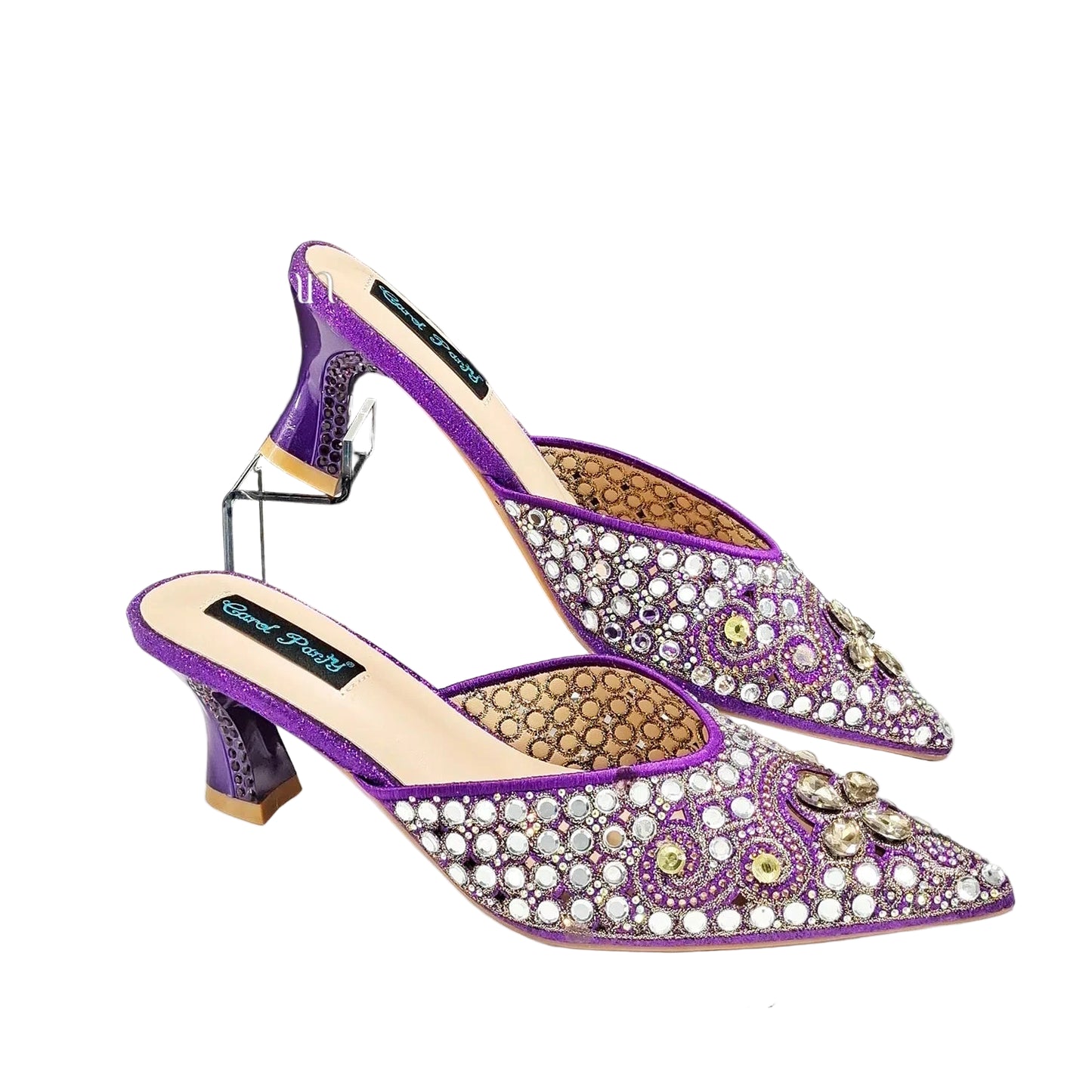 Footmax Blue Rhinestone Ladies Shoes with Matching Mini Bag - Luxury Designer Set - footmaxldn