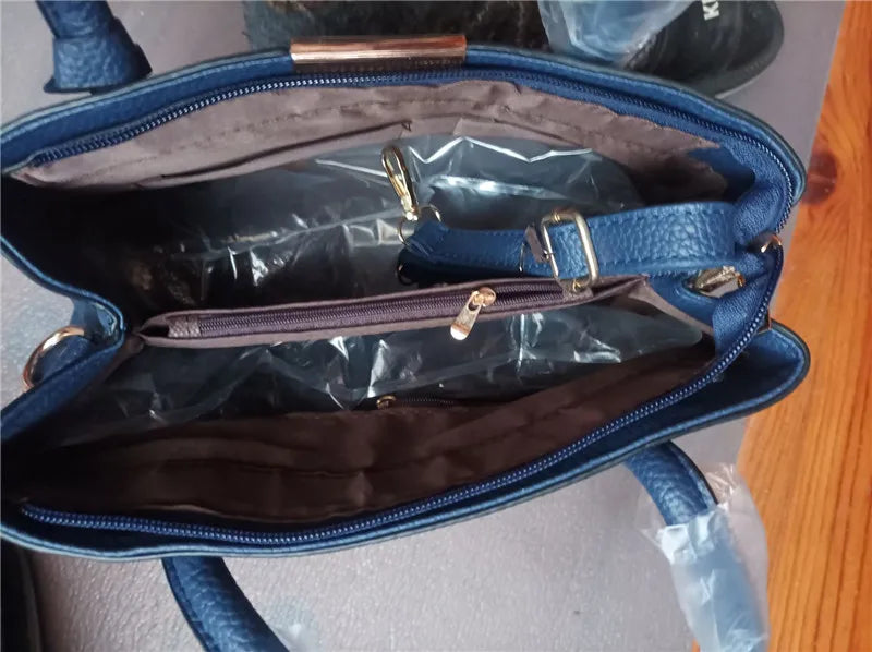 Women Solid Color Handbag Elegant Leather Large Capacity Messenger Pack For Women 2023 New Handbags For Women Daily Shoulder Bag - footmaxldn