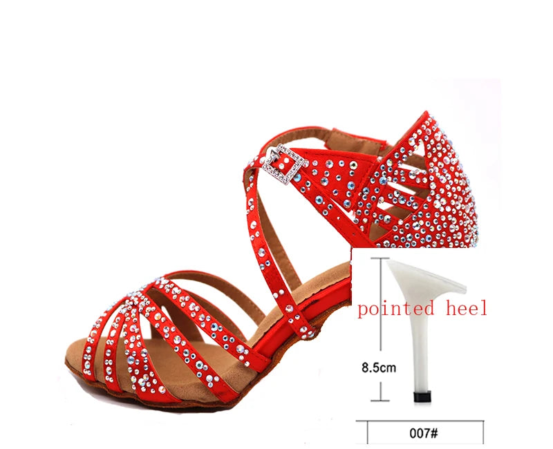 Loogtshon Women Dance Boots For Ladies High Heel Flannel Ballroom Modern Dance Shoes RED Gilrs Soft Sole Bachata Salsa - footmaxldn