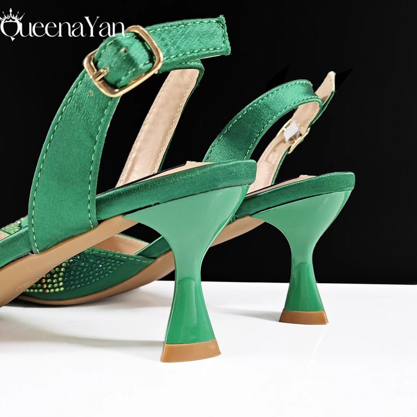 Footmax Black Gold Dazzling Heels & Clutch Set - Festive Elegance Collection - footmaxldn