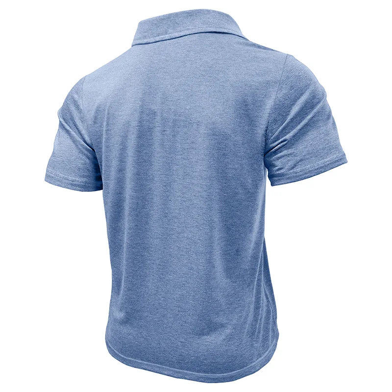 Footmax Men's Retro Color Block Polo Shirt - Short Sleeve Lapel Button Casual Summer - footmaxldn
