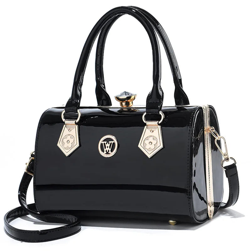 Women's Glossy Top Handle Handbag | Footmaxldn - footmaxldn