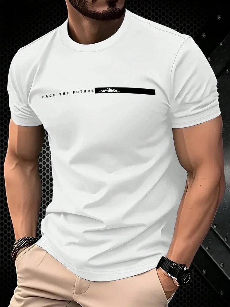 Footmax Men's Oversized Letter Print T-Shirt - Casual Summer Sports Tee - footmaxldn