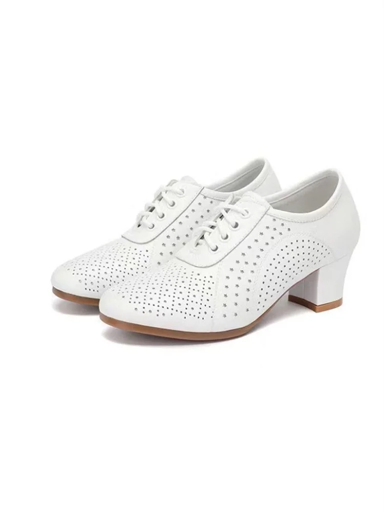 Footmax Women's High Heel Office Shoes - Classic Round Toe Lace-Up Pumps - footmaxldn