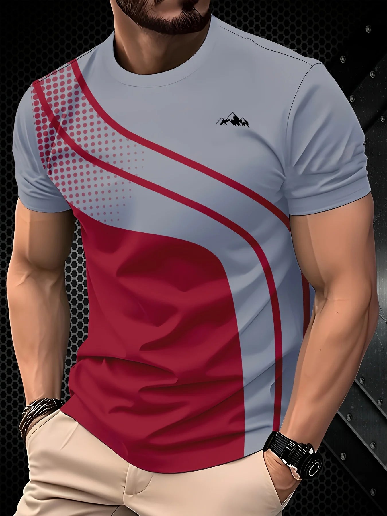 Footmax Men's Breathable Striped T-Shirt - Digital Print Short Sleeve Tee - footmaxldn
