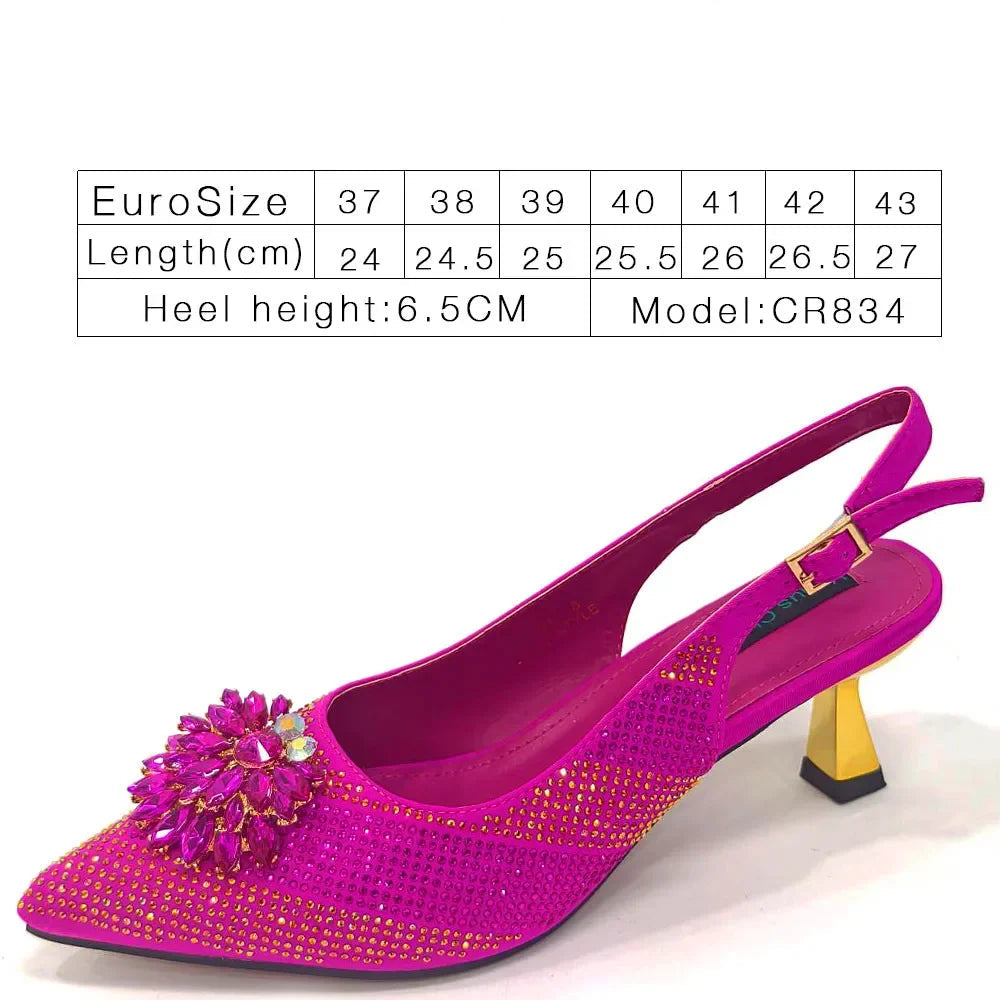 Footmax Women's Rhinestone High Heel Shoe & Bag Set - Italian Designer Pointed Toe Pumps 2025 - footmaxldn