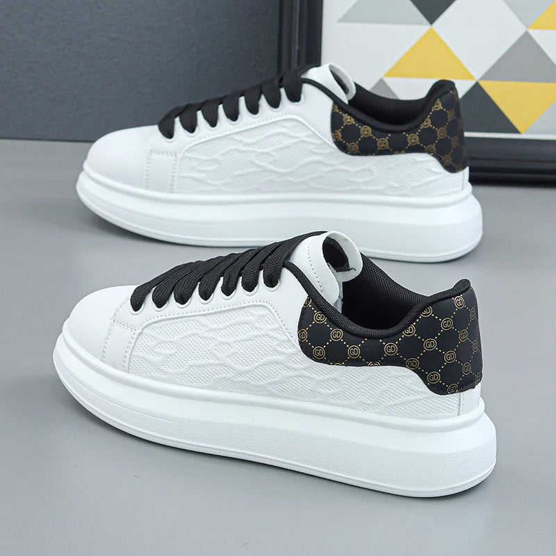 Footmax Luxury Leather Thick Sole Sneakers | Premium Walking Shoes - footmaxldn
