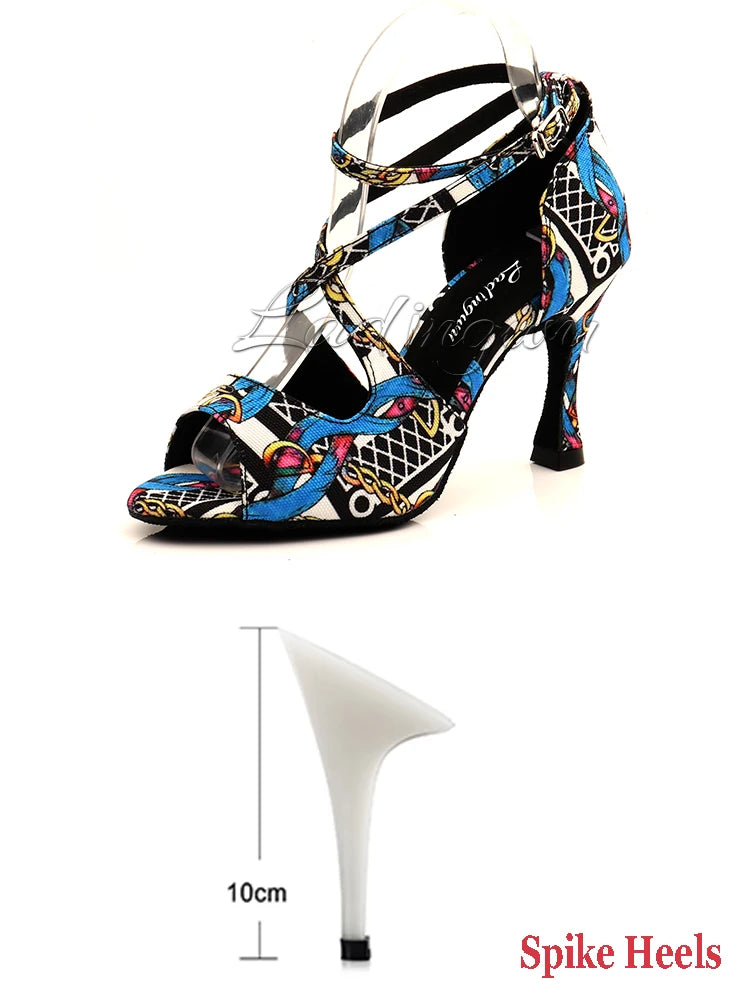 Footmax Women's Latin Dance Shoes - Black Cuban Heel Ballroom Sandals - footmaxldn