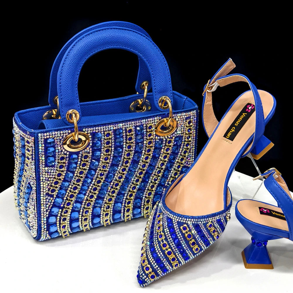 Footmax Fuchsia Rhinestone Heel Shoes & Bag Set - Italian Fashion 2025 - footmaxldn