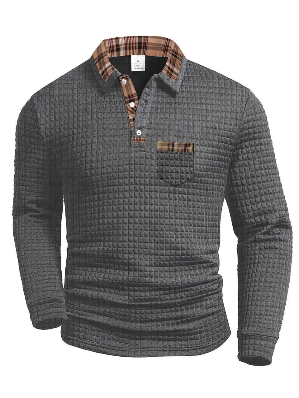 Footmax Men's Polka Dot Jacquard Polo Shirt - Long Sleeve Autumn Winter Casual Fit - footmaxldn