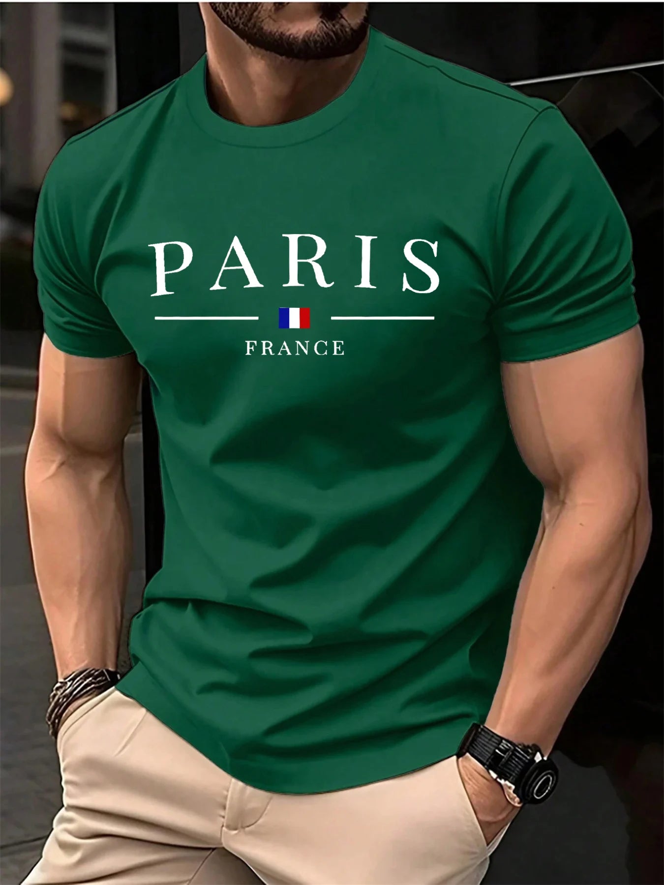 Footmax Men's 100% Cotton Paris French Print T-Shirt - Casual Summer Wear - footmaxldn