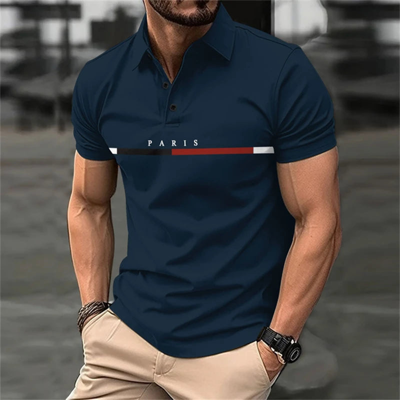 Footmax Men's Bird Pattern 3D Print Polo Shirt - Casual Short Sleeve Button Up - footmaxldn