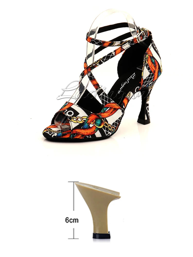 Footmax Women's Latin Dance Shoes - Black Cuban Heel Ballroom Sandals - footmaxldn