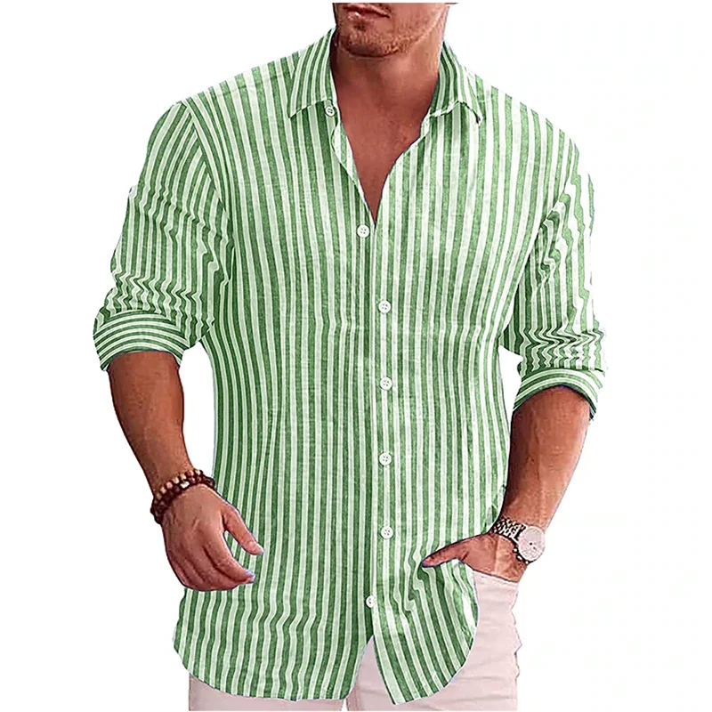 Footmax Men's Formal Dress Shirt - Long Sleeve Button Down with Striped Collar S-5XL