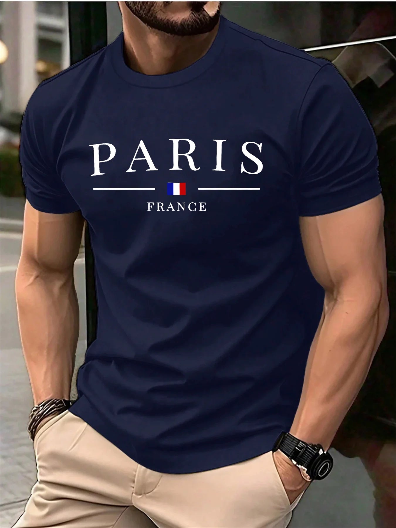 Footmax Men's 100% Cotton Paris French Print T-Shirt - Casual Summer Wear - footmaxldn