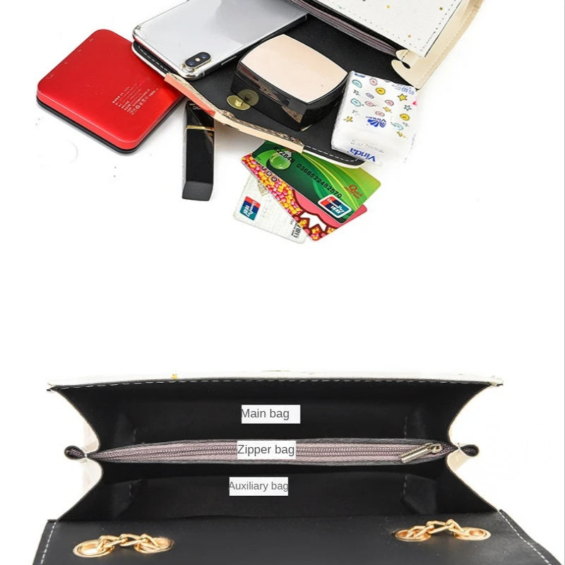 Women's Bag Korean Ins Fashion High-end Single Shoulder Bag Sequin Trend Bow Pendant with Chain Bag Сумка Женская - footmaxldn