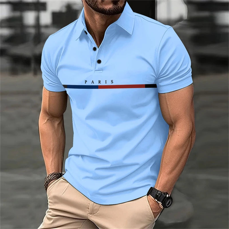 Footmax Men's Bird Pattern 3D Print Polo Shirt - Casual Short Sleeve Button Up - footmaxldn