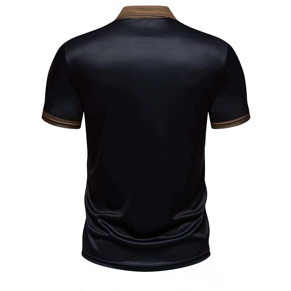 Footmax Men's Digital Print Polo Shirt - Summer Short Sleeve Collar Button Design - footmaxldn