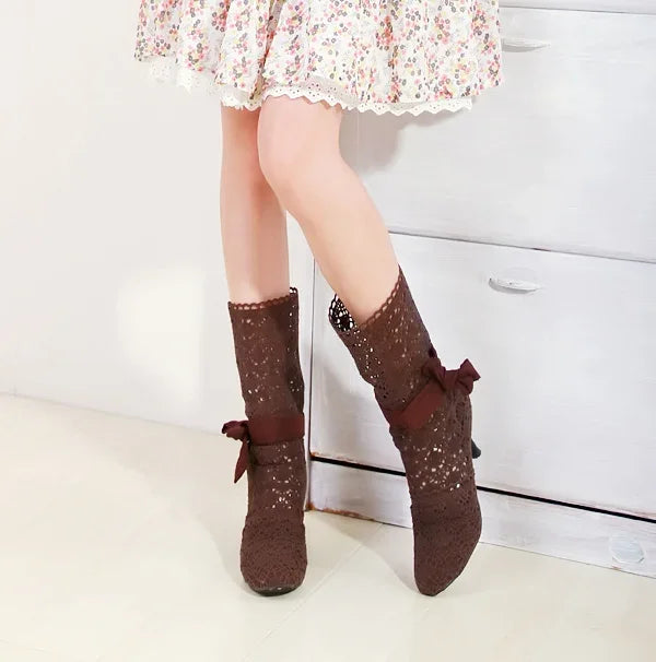 Footmax Crochet Summer Boots - Lace Hollow Fashion Women's Boots - footmaxldn
