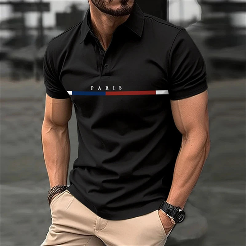 Footmax Men's Bird Pattern 3D Print Polo Shirt - Casual Short Sleeve Button Up - footmaxldn