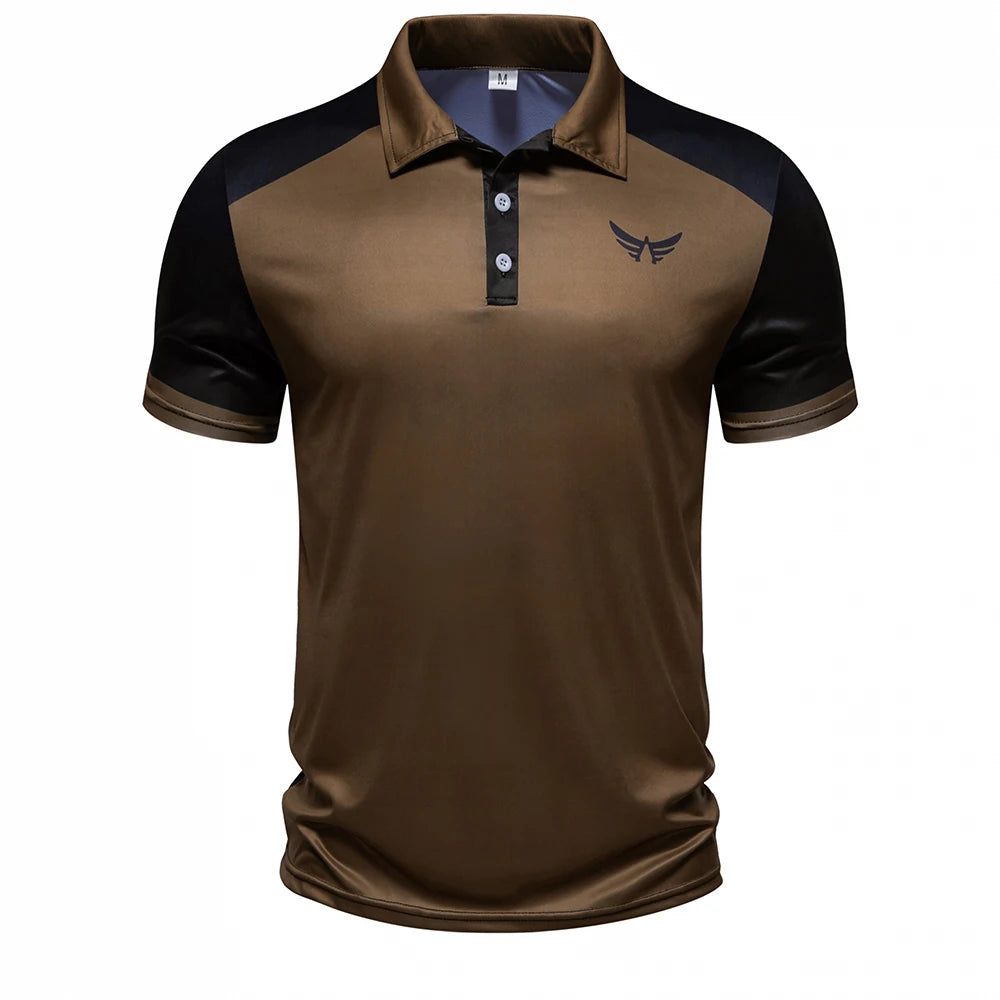 Footmax Men's Digital Print Polo Shirt - Summer Short Sleeve Collar Button Design - footmaxldn