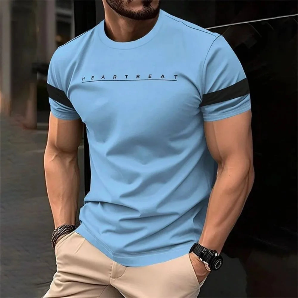 New minimalist letter striped pattern men's T-shirt fashionable summer street wear 3D printed street wear hip-hop T-shirt