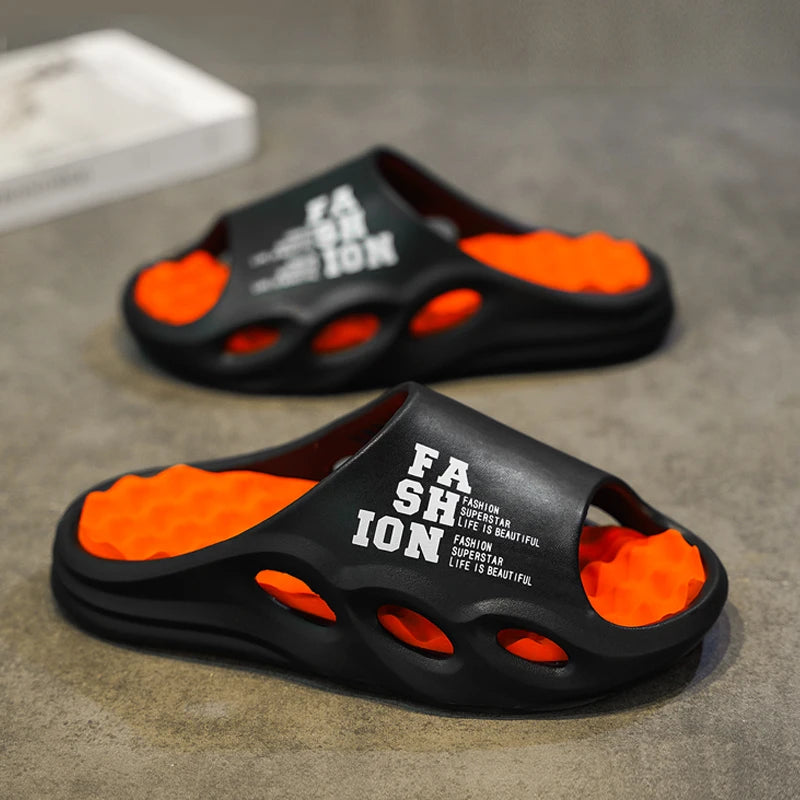 FootMax Men's Summer Sports Slippers - Non-Slip Breathable Outdoor Slides - footmaxldn