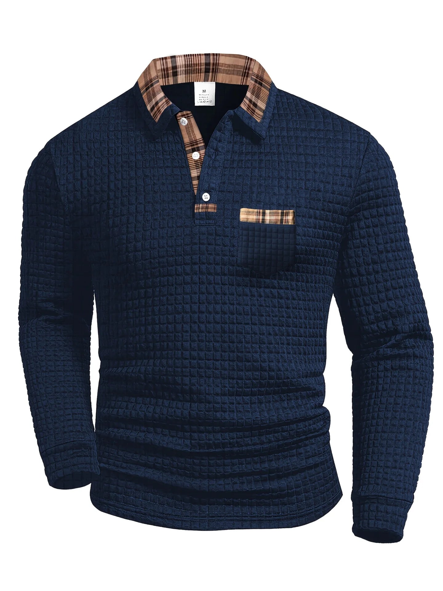 Footmax Men's Polka Dot Jacquard Polo Shirt - Long Sleeve Autumn Winter Casual Fit - footmaxldn