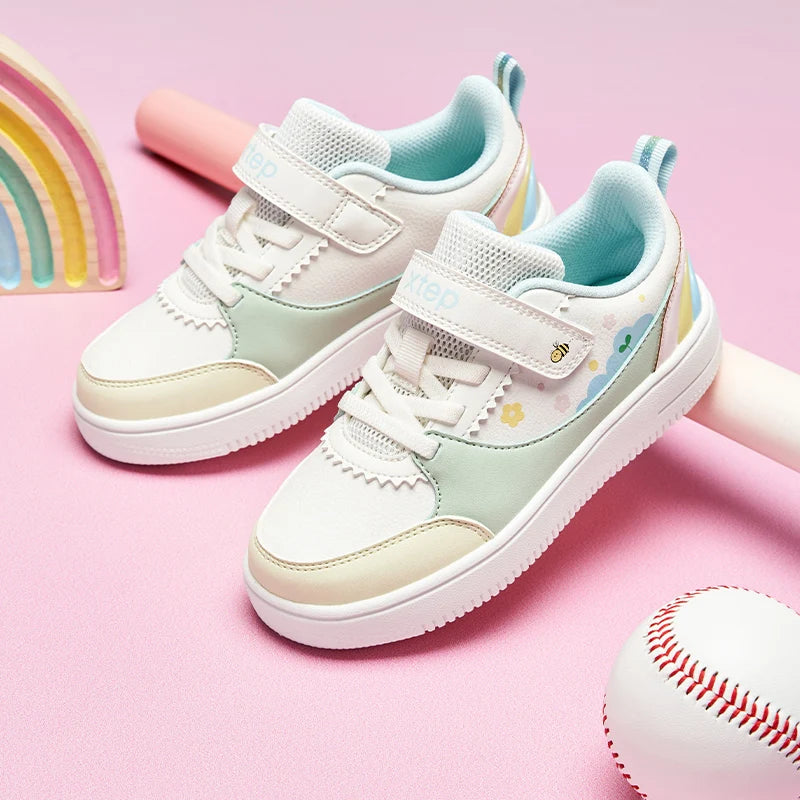 Xtep Kids Skateboarding Shoes - Girls Spring Leather Non-Slip Fashion Sneakers - footmaxldn