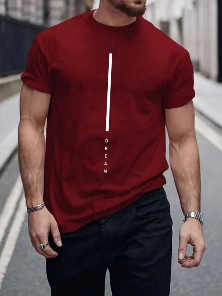 Footmax Men's Oversized Letter Print T-Shirt - Casual Summer Sports Tee - footmaxldn