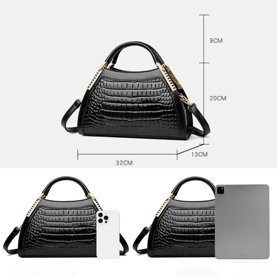 Alligator Patent Leather Shoulder Crossbody Hand Bags for Women Brand Luxury Handbags Women Bags Designer Hobos Two Layers Sac - footmaxldn