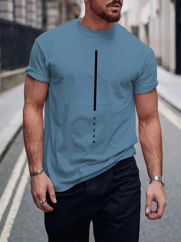 Footmax Men's Oversized Letter Print T-Shirt - Casual Summer Sports Tee - footmaxldn
