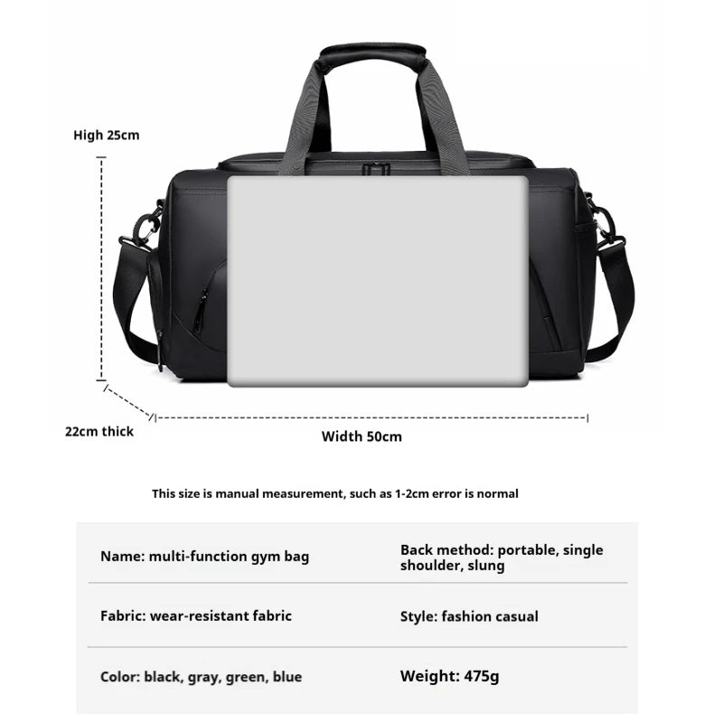 Footmax Sports Gym Bag - Large Capacity Travel Duffel with Shoe Compartment