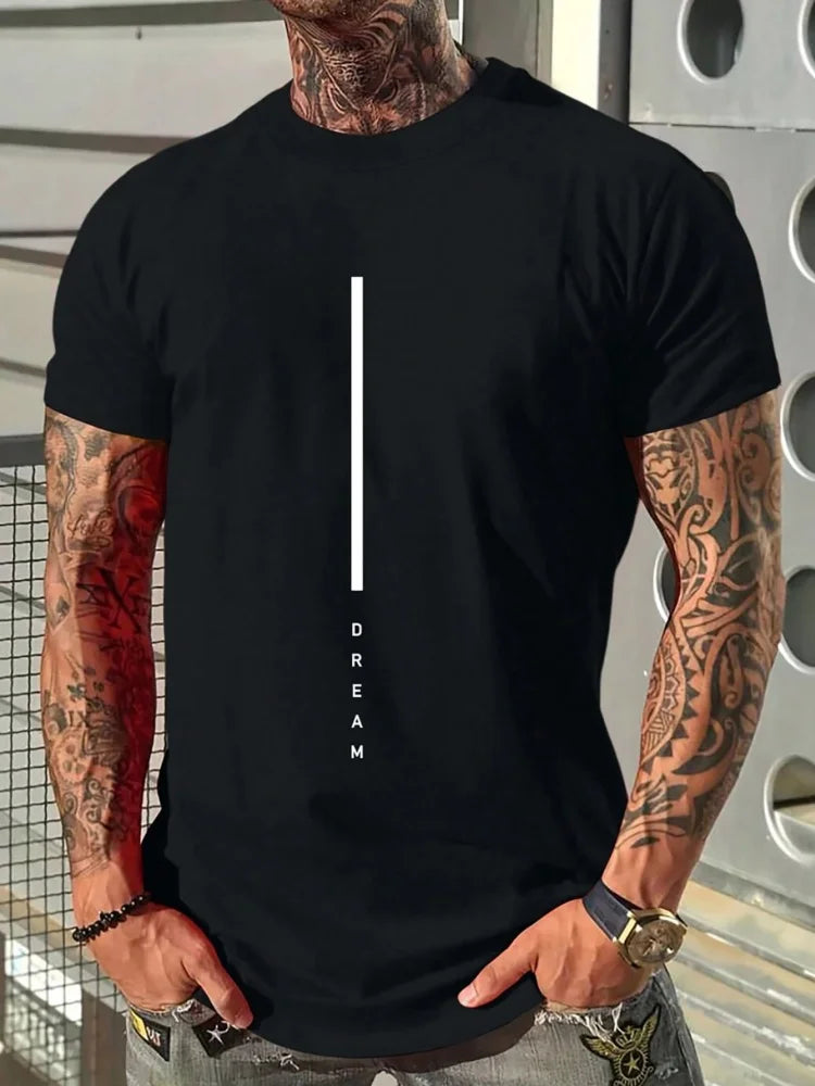 Footmax Men's Oversized Letter Print T-Shirt - Casual Summer Sports Tee - footmaxldn