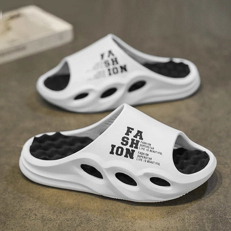 FootMax Men's Summer Sports Slippers - Non-Slip Breathable Outdoor Slides - footmaxldn