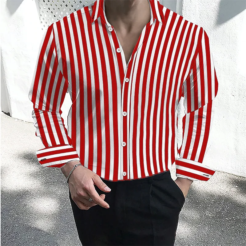 Footmax Men's Formal Dress Shirt - Long Sleeve Button Down with Striped Collar S-5XL
