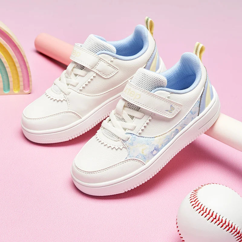 Xtep Kids Skateboarding Shoes - Girls Spring Leather Non-Slip Fashion Sneakers - footmaxldn