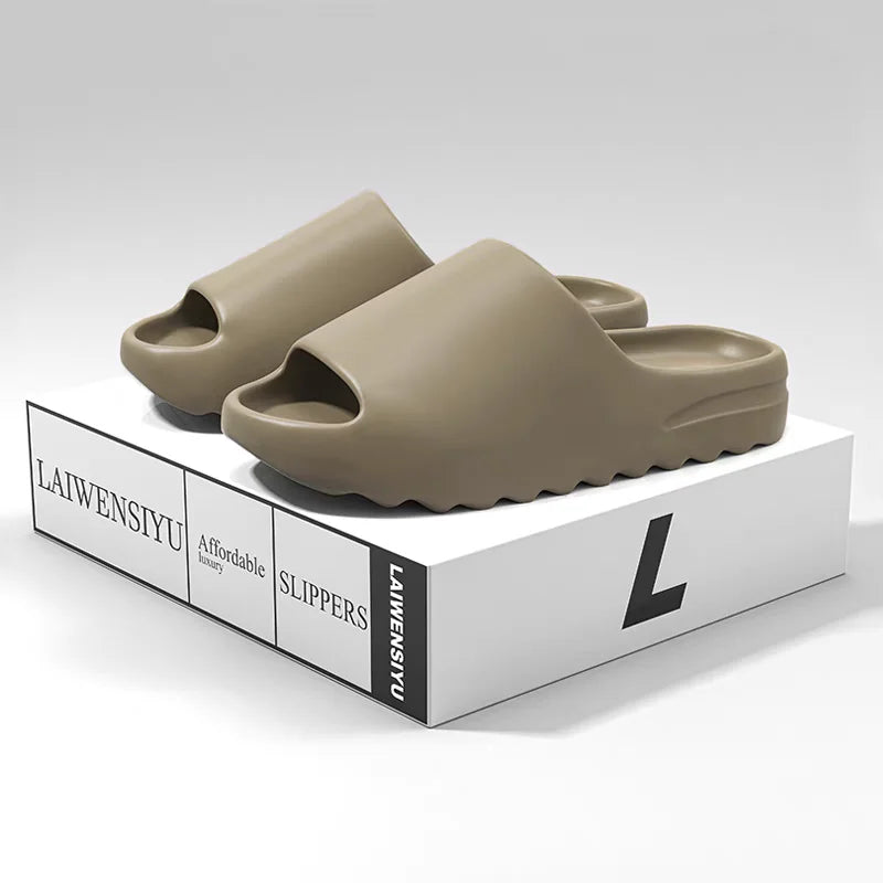 Footmax Unisex Non-Slip Platform Slippers - Soft Indoor Outdoor House Shoes - footmaxldn