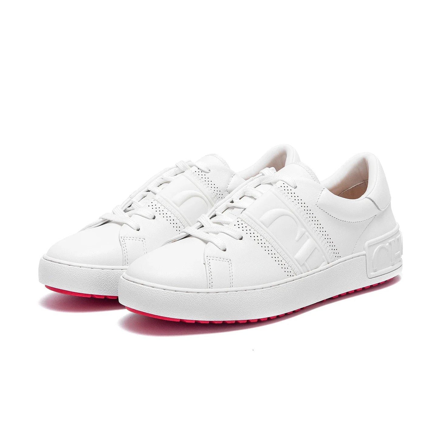 Footmaxldn Women's Genuine Leather Lace-Up Flat Sneakers