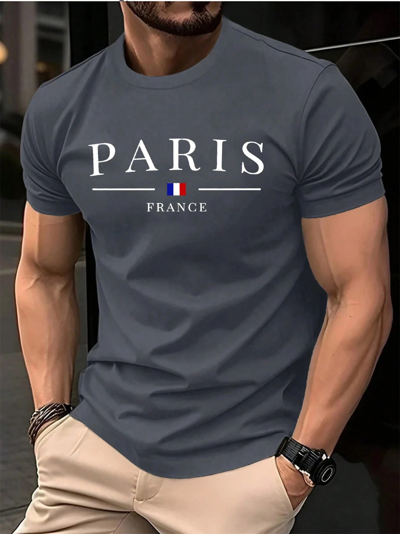 Footmax Men's 100% Cotton Paris French Print T-Shirt - Casual Summer Wear - footmaxldn