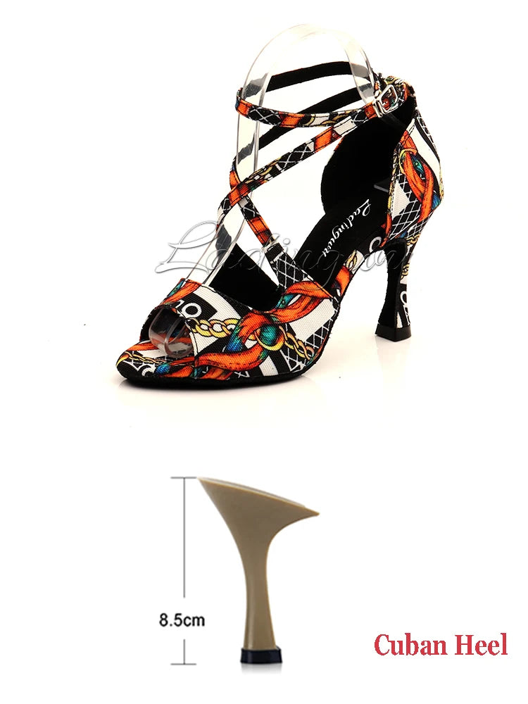 Footmax Women's Latin Dance Shoes - Black Cuban Heel Ballroom Sandals - footmaxldn