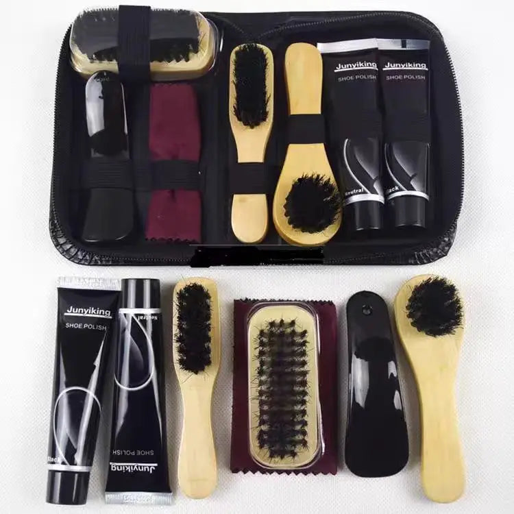 Footmax Professional Shoe Care Kit - Complete Cleaning & Polishing Set with Shoehorn