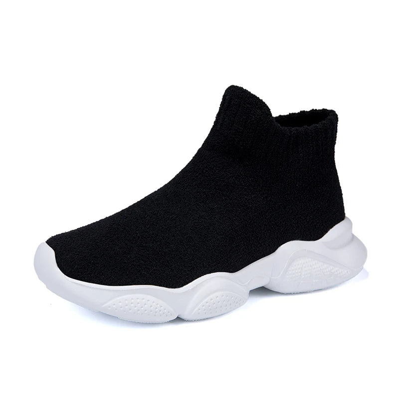 FootMax Girls Slip-On Sneakers - Lightweight Knit Fabric Kids Shoes - footmaxldn