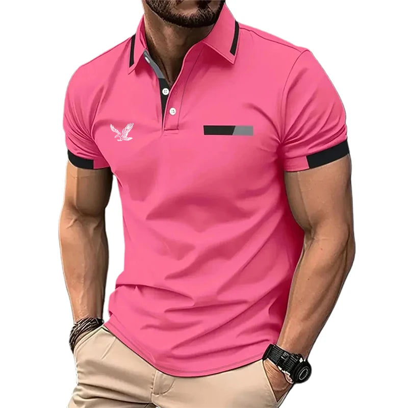 Footmax Men's Color Block Golf Polo - Short Sleeve Casual Work Shirt Regular Fit - footmaxldn