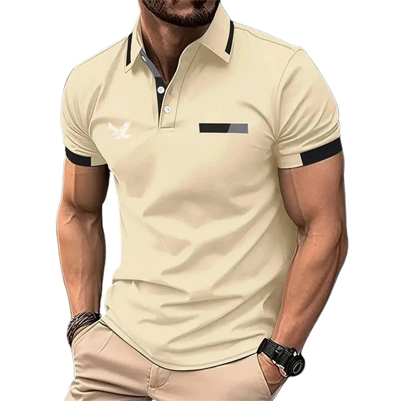 Footmax Men's Color Block Golf Polo - Short Sleeve Casual Work Shirt Regular Fit - footmaxldn