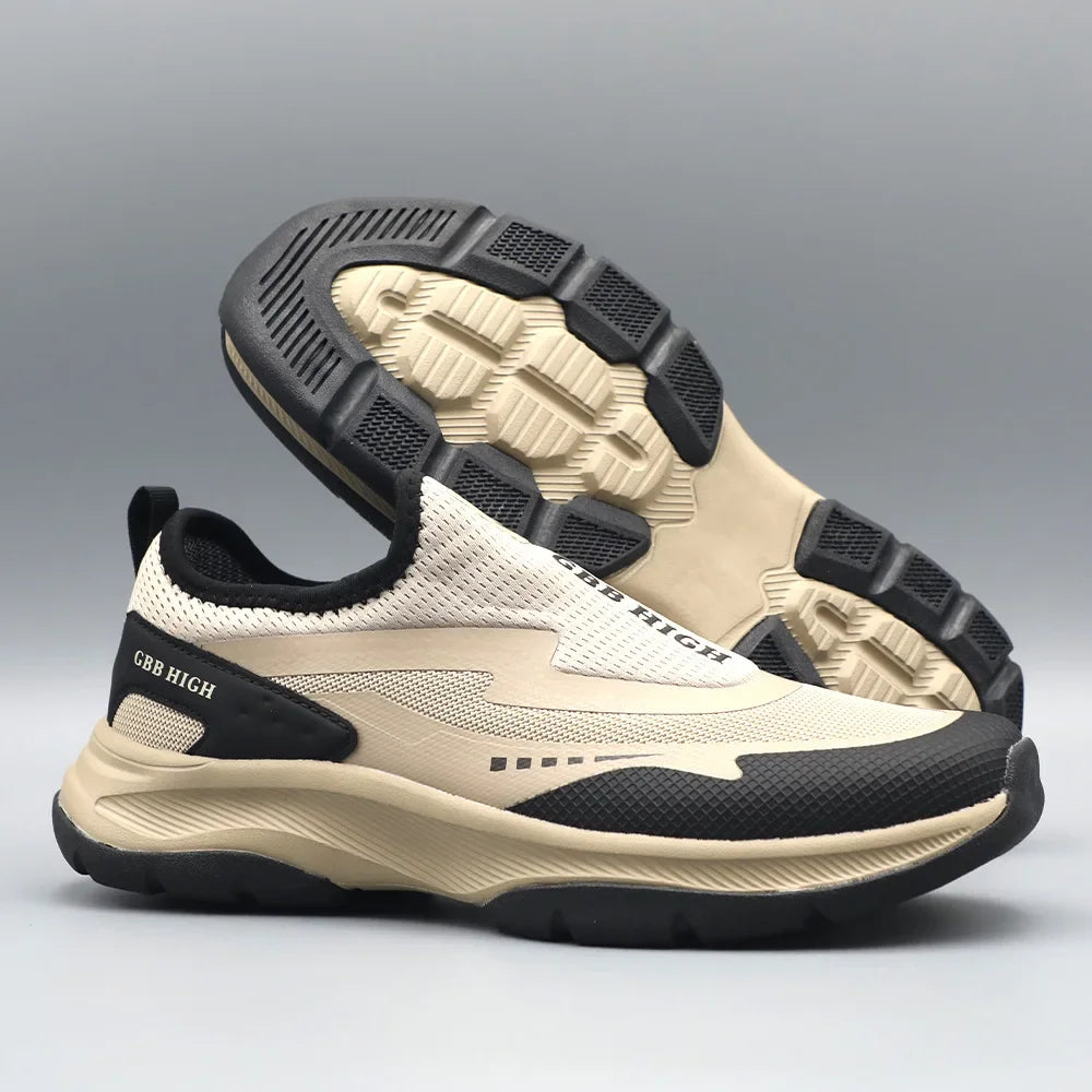 Footmax Men's Waterproof Slip-On Hiking Shoes - Lightweight & Anti-Slip