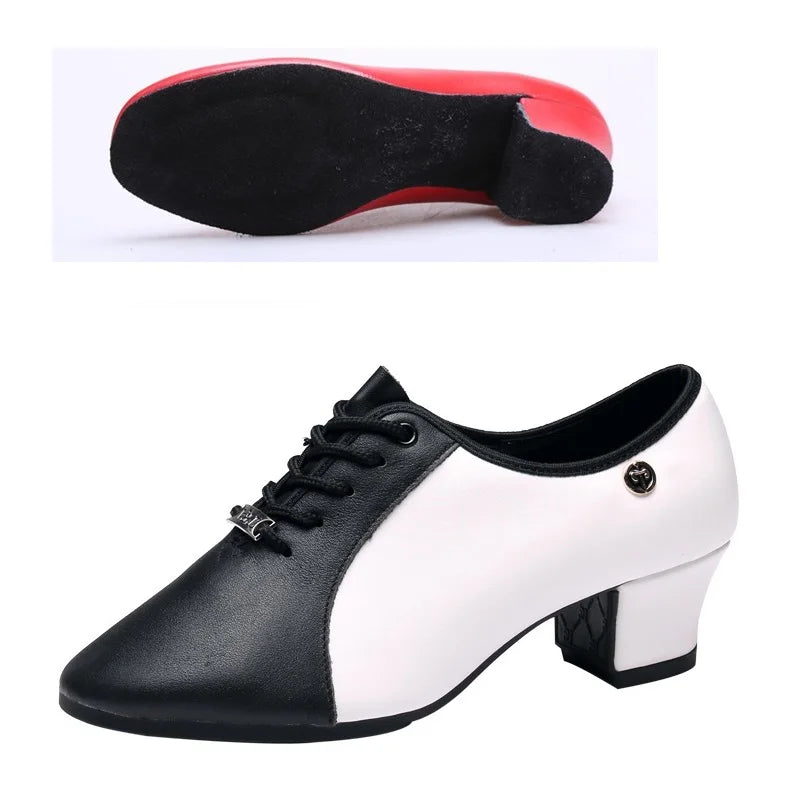 Footmax Genuine Leather Dance Shoes - Women's Soft Modern Latin Ballroom Sneakers - footmaxldn