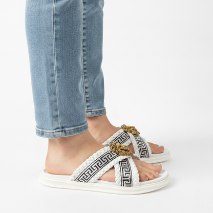 Footmaxldn Lion Head Cross-Strap Slides | Men's Designer Sandals