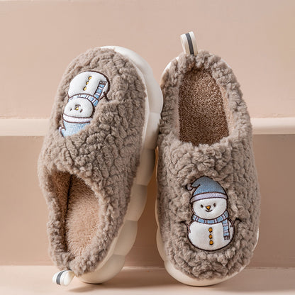 Mens Slippers Winter Indoor Warm Plush Thick-Soled Anti-slip - FOOTMAX