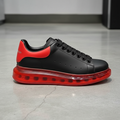 Footmaxldn Handcrafted Leather Platform Sneakers Casual Trainers - footmaxldn